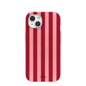 Bubblegum Pink Cherry Stripes iPhone 15 Case
