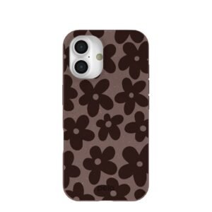 Chocolate Brown Earthy Blooms iPhone 16 Case