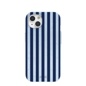 Powder Blue Navy Stripes iPhone 15 Case